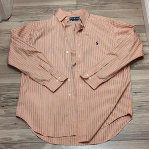 Men's Ralph Lauren Button Down Collared Shirt, Size Medium, Orange